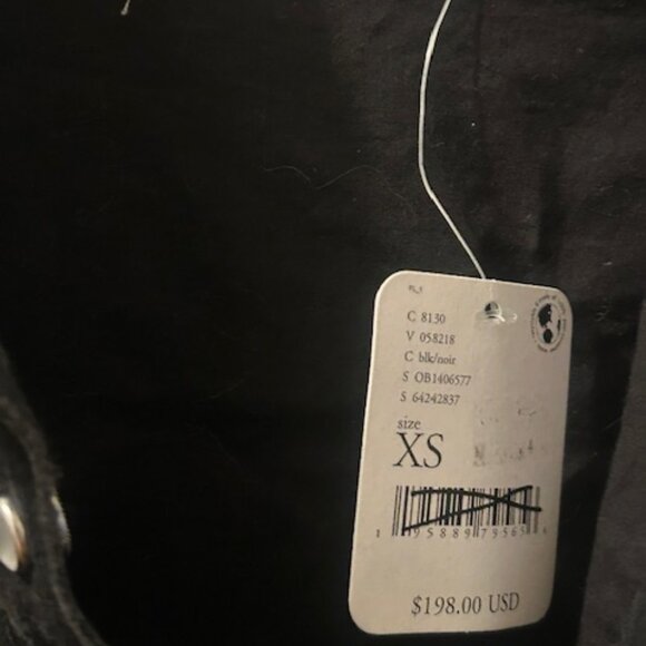 Free People We The Free Sleek Black Denim Silver Studded Distressed Dress NEW - Picture 3 of 16